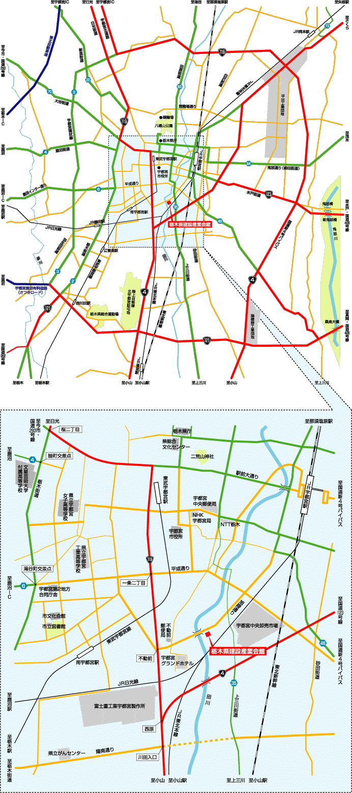 建退共栃木県支部　所在地案内図